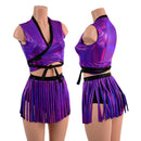 Wrap & Tie Top with Contrast Trim and Gladiator Siren Shorts Set - Coquetry Clothing