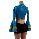 Wrap & Tie Top with Double Ruffle Trumpet Sleeves TOP ONLY - Coquetry Clothing