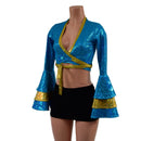 Wrap & Tie Top with Double Ruffle Trumpet Sleeves TOP ONLY - Coquetry Clothing