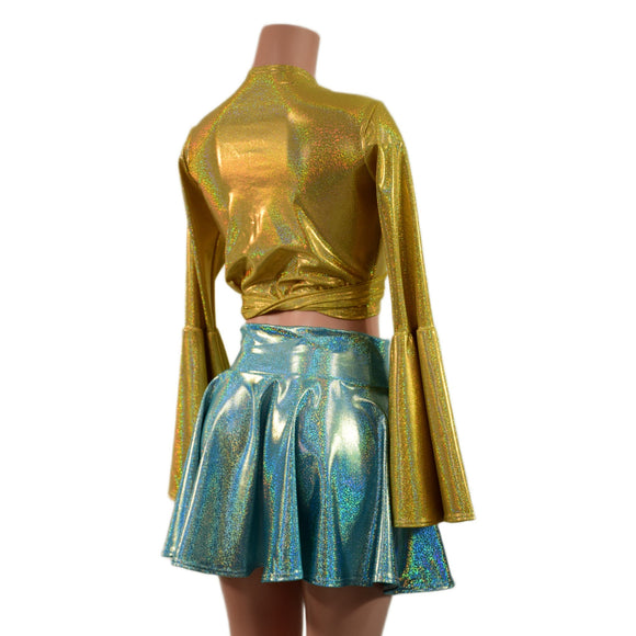 Wrap & Tie Top with Trumpet Sleeves TOP ONLY - Coquetry Clothing