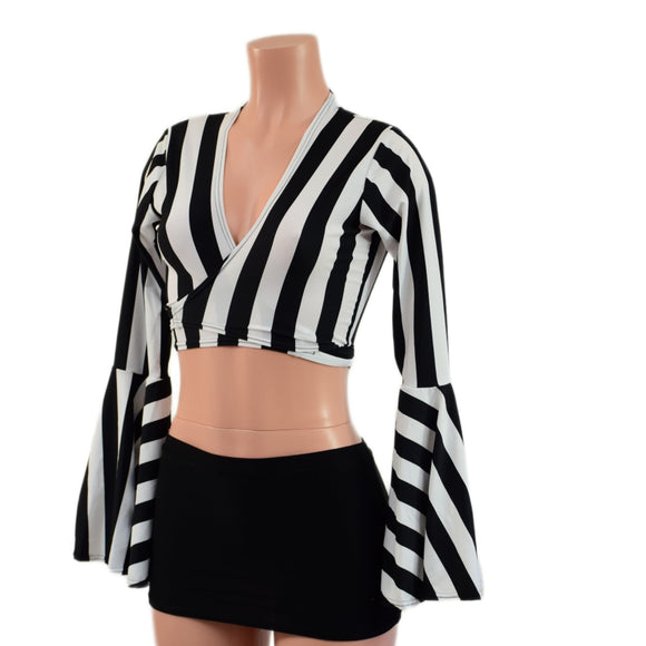 Wrap & Tie Top with Trumpet Sleeves TOP ONLY - Coquetry Clothing