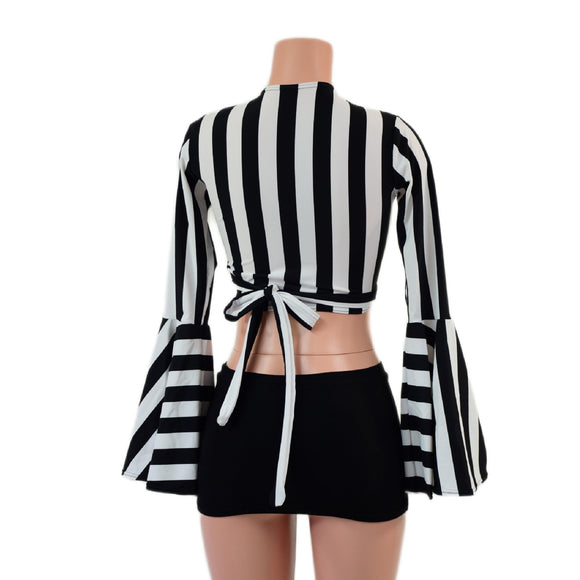 Wrap & Tie Top with Trumpet Sleeves TOP ONLY - Coquetry Clothing