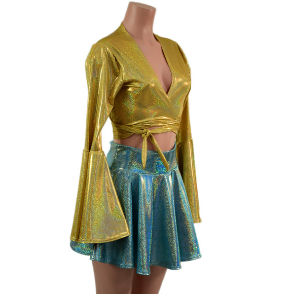 Wrap & Tie Top with Trumpet Sleeves TOP ONLY - Coquetry Clothing