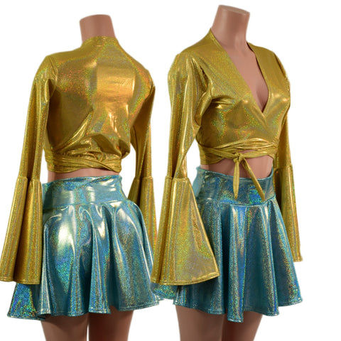 Wrap & Tie Top with Trumpet Sleeves TOP ONLY - Coquetry Clothing