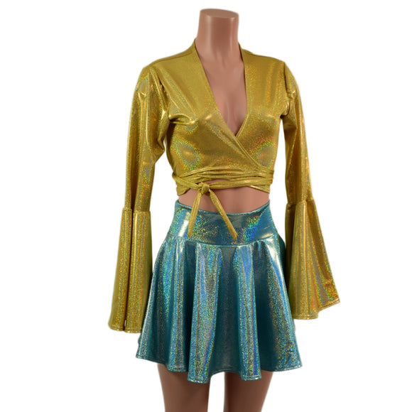 Wrap & Tie Top with Trumpet Sleeves TOP ONLY - Coquetry Clothing