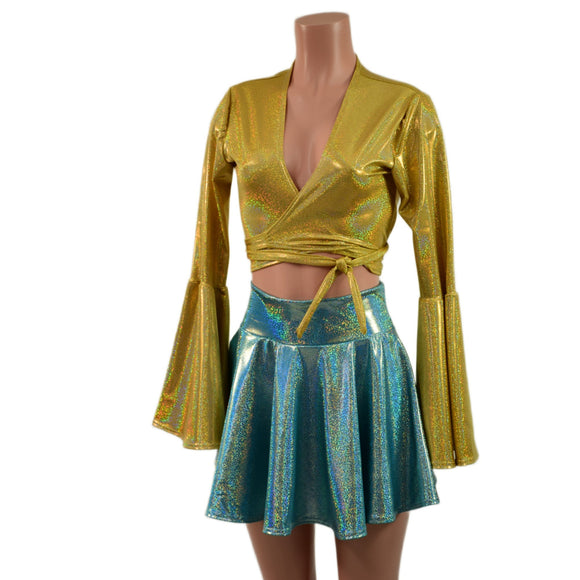 Wrap & Tie Top with Trumpet Sleeves TOP ONLY - Coquetry Clothing