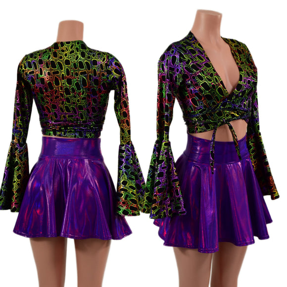 Wrap & Tie Top with Trumpet Sleeves TOP ONLY - Coquetry Clothing