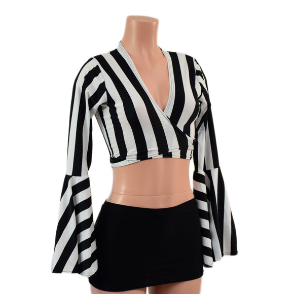 Wrap & Tie Top with Trumpet Sleeves TOP ONLY - Coquetry Clothing