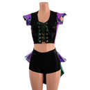 2PC Set Laceup Crop Top and Mid Rise Shorts with MINI Tux Back - Coquetry Clothing