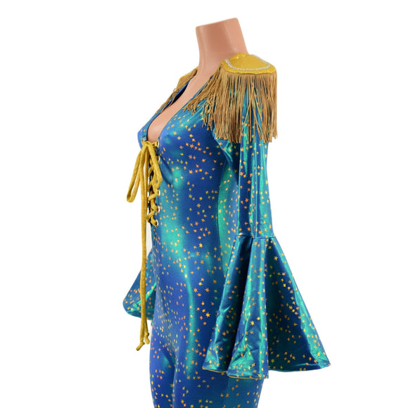 Laceup Stardust Catsuit with Epaulettes - Coquetry Clothing