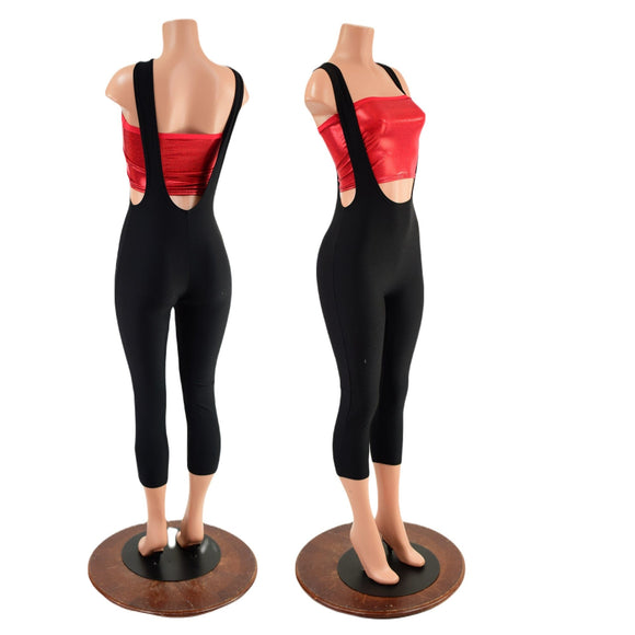 Capri Suspender Leggings in Black Zen - Coquetry Clothing