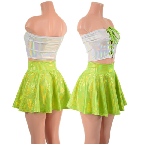 2PC Lace Up Tube Top and 15" Circle Cut Skirt Set - Coquetry Clothing
