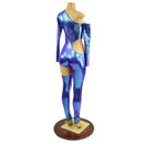 XS Ready to Ship 3PC Asymmetrical Catsuit with Cutout and Separate Arm and Leg Warmer - Coquetry Clothing