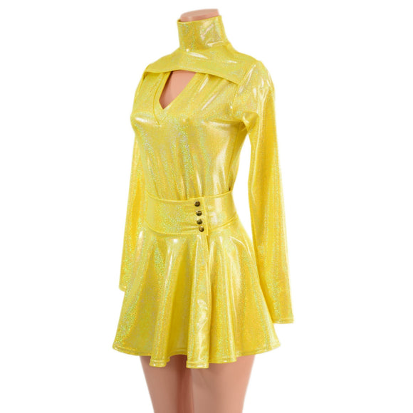 Yellow Sparkly Jewel Romper and Breakaway Skirt Set - Coquetry Clothing
