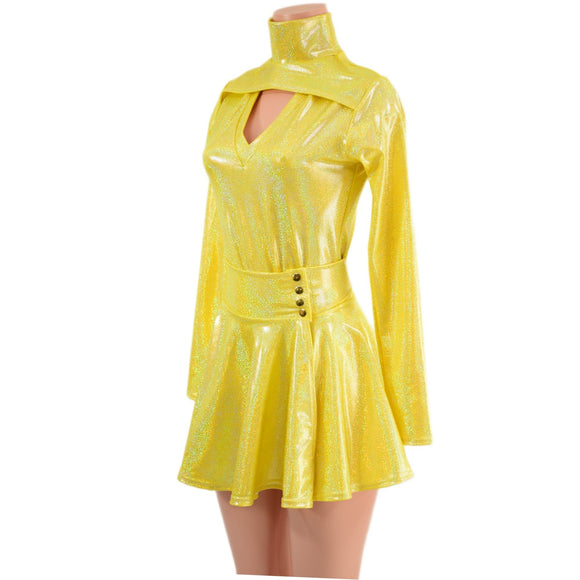 Yellow Sparkly Jewel Romper and Breakaway Skirt Set - Coquetry Clothing