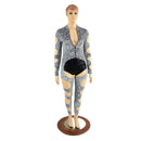 Quad Cutout Catsuit in Distortion Velvet with Chaps Cutouts - Coquetry Clothing