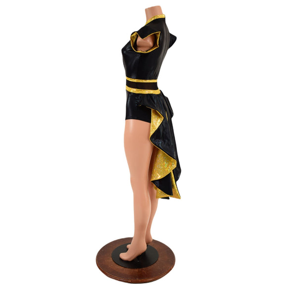 Black & Gold Tuxedo Back Romper - Coquetry Clothing