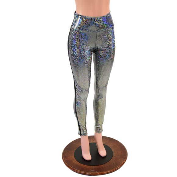 Zip Away High Waist Leggings in Silver Kaleidoscope - Coquetry Clothing