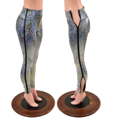 Zip Away High Waist Leggings in Silver Kaleidoscope - Coquetry Clothing