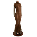 Zipper Back Mesh Gown with Fishtail Hemline (no puddle train) - Coquetry Clothing