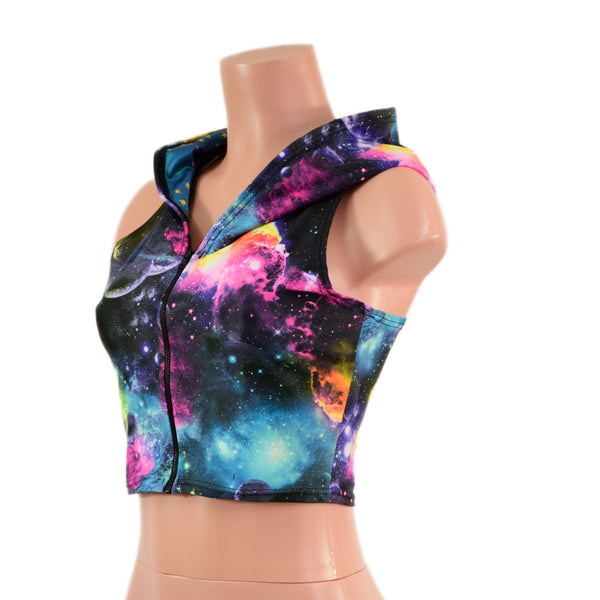 Zipper Front Hooded Crop Top with Racerback - 4