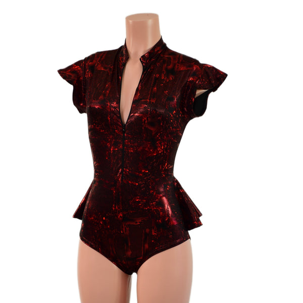 Zipper Front Ruffle Rump Romper - 4