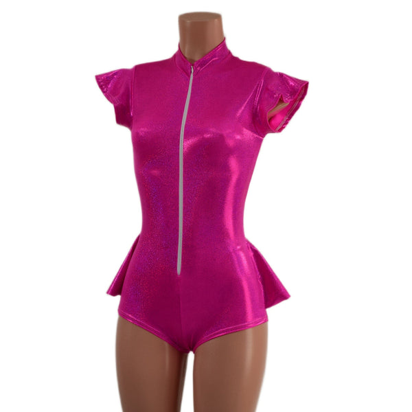 Zipper Front Ruffle Rump Romper - 2