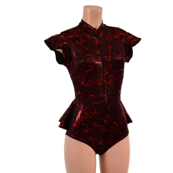 Zipper Front Ruffle Rump Romper - 3