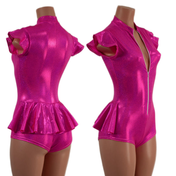 Zipper Front Ruffle Rump Romper - Coquetry Clothing