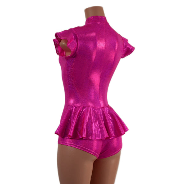 Zipper Front Ruffle Rump Romper - 4