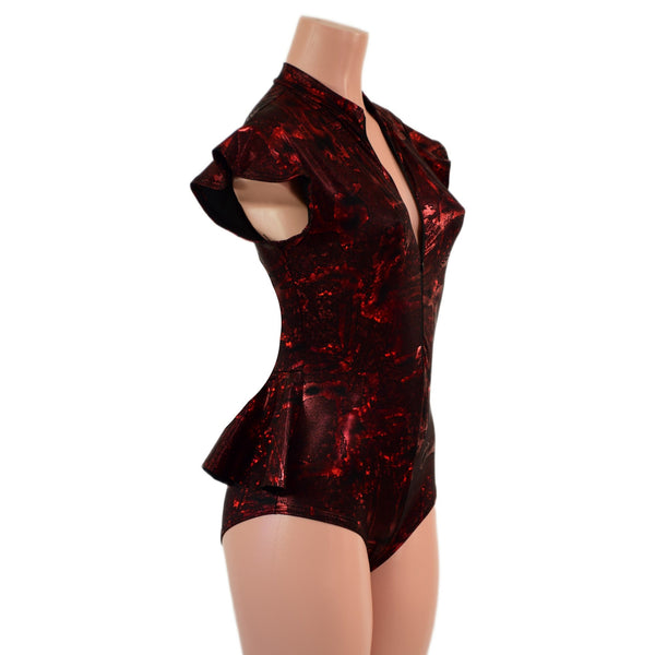 Zipper Front Ruffle Rump Romper - 2