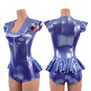 Zipper Front Ruffle Rump Romper in Lavender Ice - Coquetry Clothing