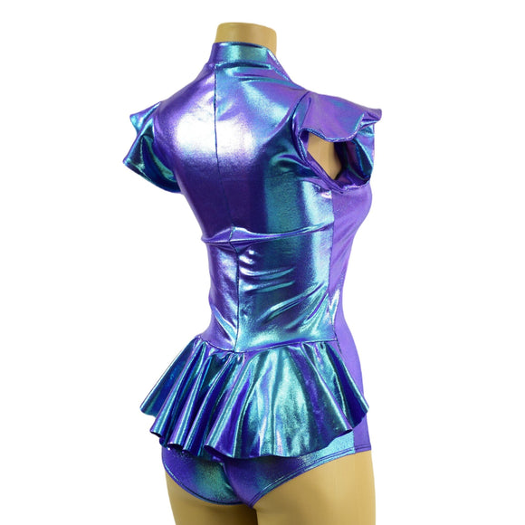 Zipper Front Ruffle Rump Romper in Moonstone - Coquetry Clothing