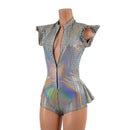 Zipper Front Ruffle Rump Romper in Prism - Coquetry Clothing