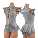 Zipper Front Ruffle Rump Romper in Prism - Coquetry Clothing
