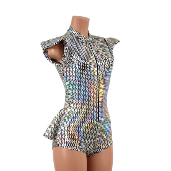 Zipper Front Ruffle Rump Romper in Prism - Coquetry Clothing