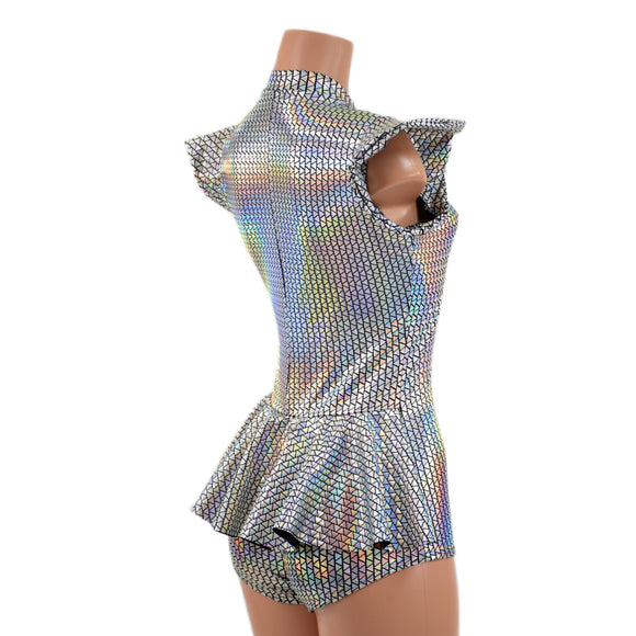 Zipper Front Ruffle Rump Romper in Prism - Coquetry Clothing