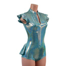 Zipper Front Ruffle Rump Romper in Seafoam - Coquetry Clothing