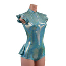 Zipper Front Ruffle Rump Romper in Seafoam - Coquetry Clothing