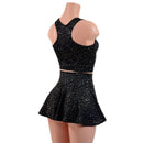 Zipper Front Star Noir Crop Top and Circle Cut Skirt Set - Coquetry Clothing