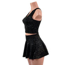 Zipper Front Star Noir Crop Top and Circle Cut Skirt Set - Coquetry Clothing