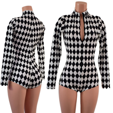 Zipper Front Stella Romper with Long Sleeves & Boy Cut Leg - Coquetry Clothing