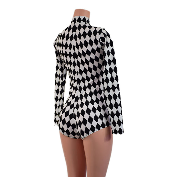 Zipper Front Stella Romper with Long Sleeves & Boy Cut Leg - Coquetry Clothing