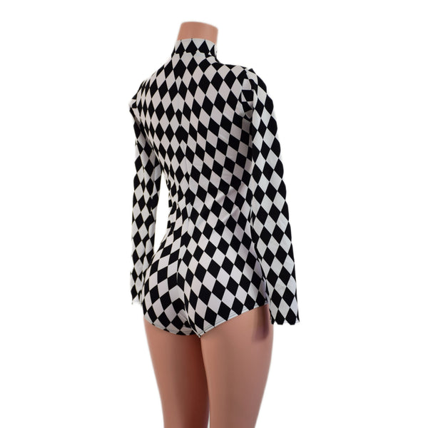 Zipper Front Stella Romper with Long Sleeves & Boy Cut Leg - 3