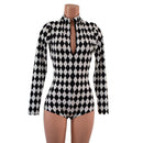 Zipper Front Stella Romper with Long Sleeves & Boy Cut Leg - Coquetry Clothing