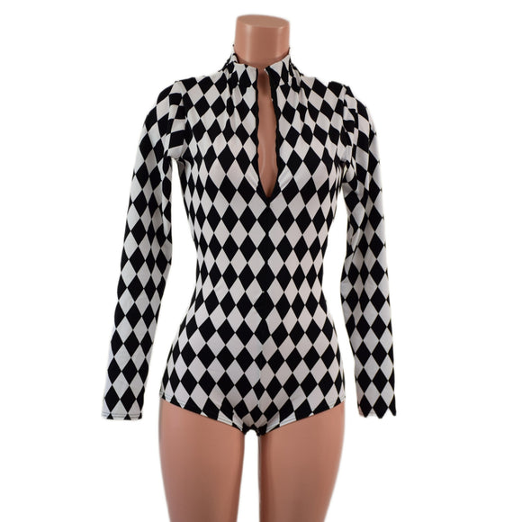 Zipper Front Stella Romper with Long Sleeves & Boy Cut Leg - Coquetry Clothing
