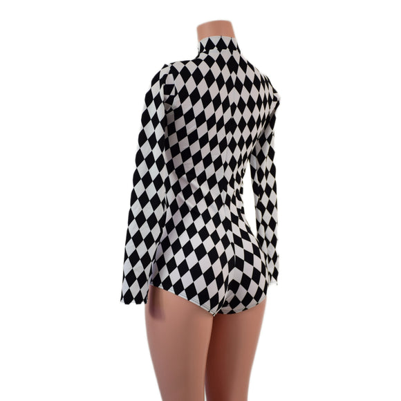 Zipper Front Stella Romper with Long Sleeves & Boy Cut Leg - Coquetry Clothing