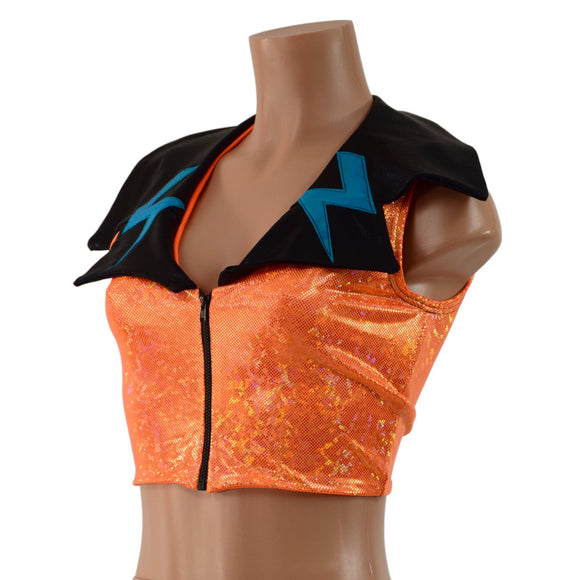 Zippered Crop Vest with Bolts and Showtime Collar - Coquetry Clothing