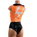 Zippered Crop Vest with Bolts and Showtime Collar and Brazilian Shorts Set - Coquetry Clothing