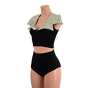 Zippered Crop Vest with Showtime Collar and Siren High Waist Shorts Set - 1